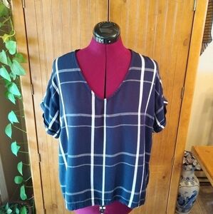 Diane Gilman High Low Plaid Top
